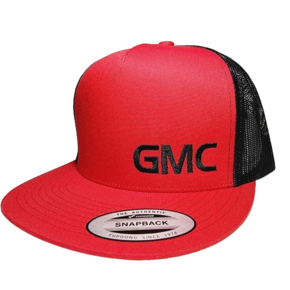 Flat Bill G M C Adjustable Snapback Direct Embroidered Trucker Hat Cap